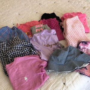 Lot of 12 Girls’ Large Shirts Sweaters Hat Shorts